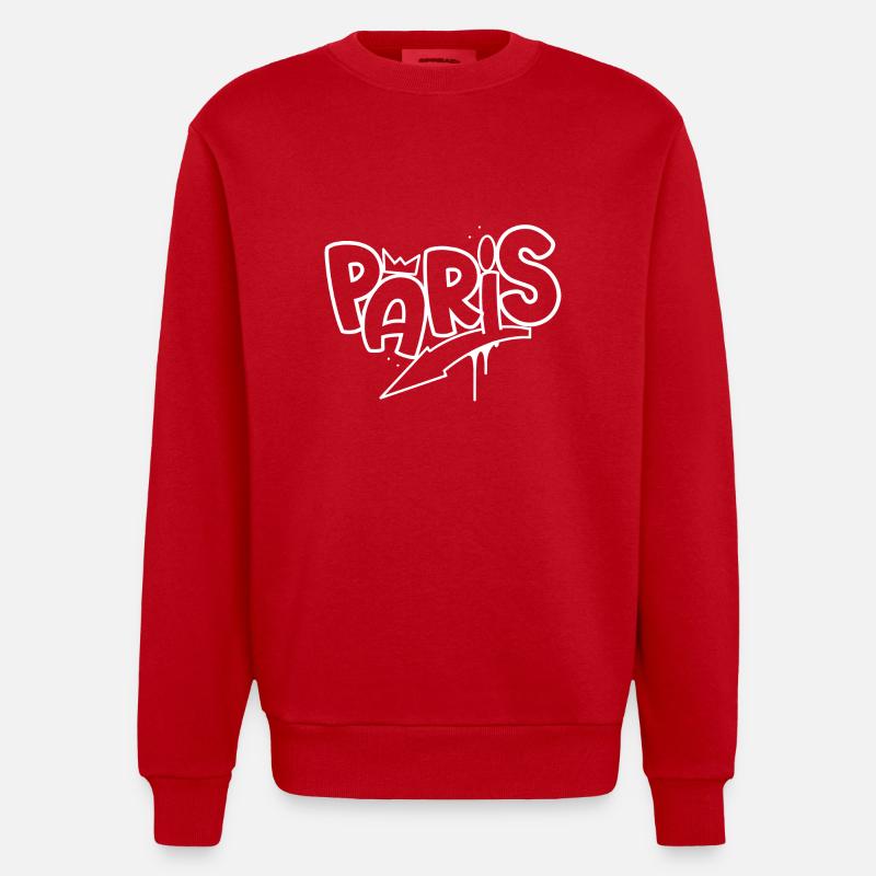 Paris Graffiti - Sweat bio épais oversize fabriqué en UE - rouge