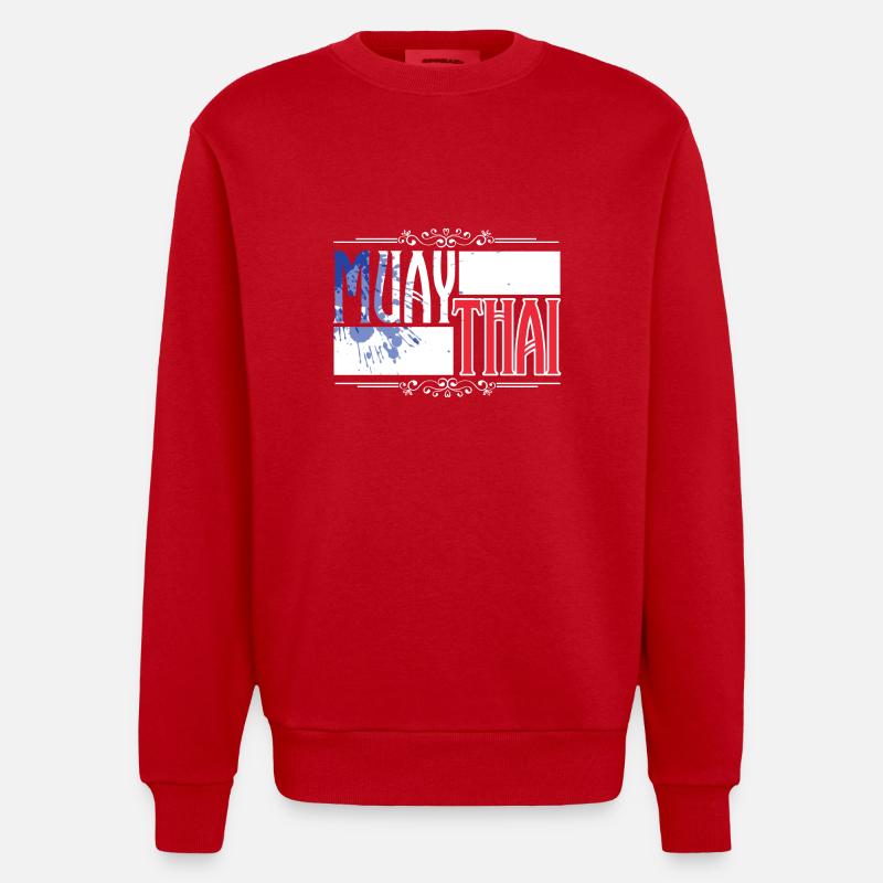 Muay Thai Frankreich - Heavyweight Oversized Organic Crew Neck Made in EU - Rot