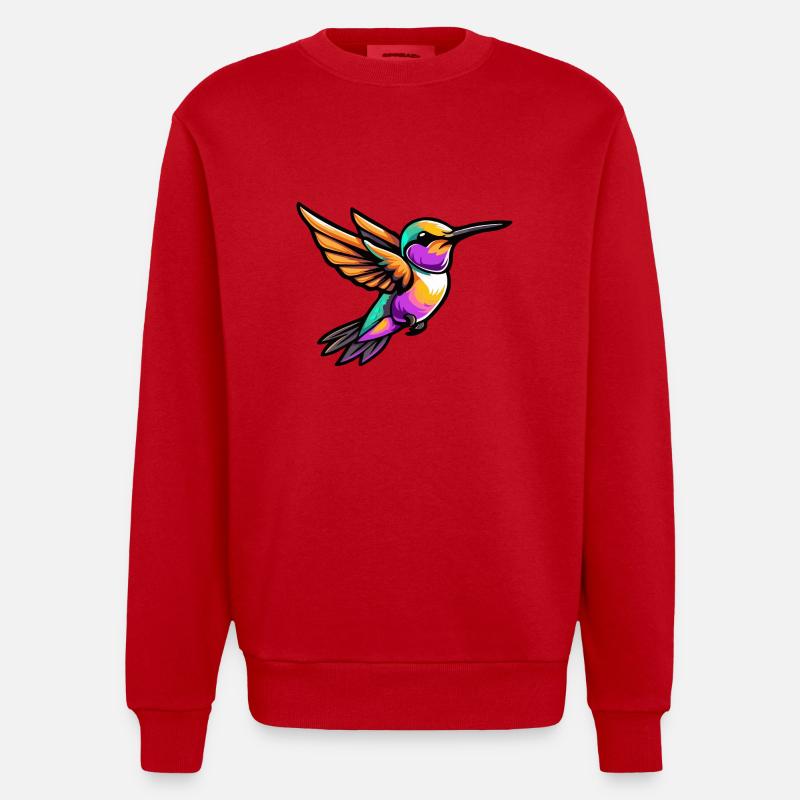 Kolibri Vogel Comic - Heavyweight Oversized Organic Crew Neck Made in EU - Rot