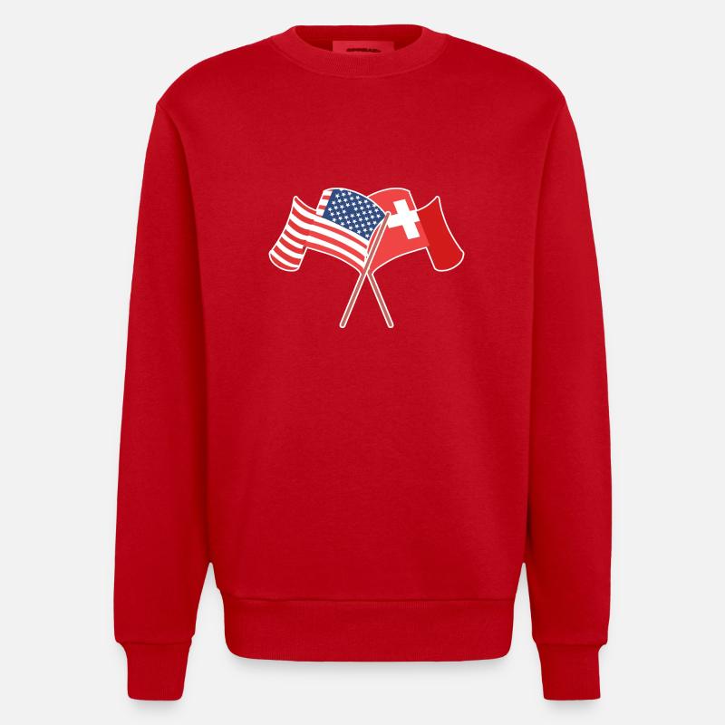 Schweiz Schweizer Schweizerdeutsch - Heavyweight Oversized Organic Crew Neck Made in EU - Rot