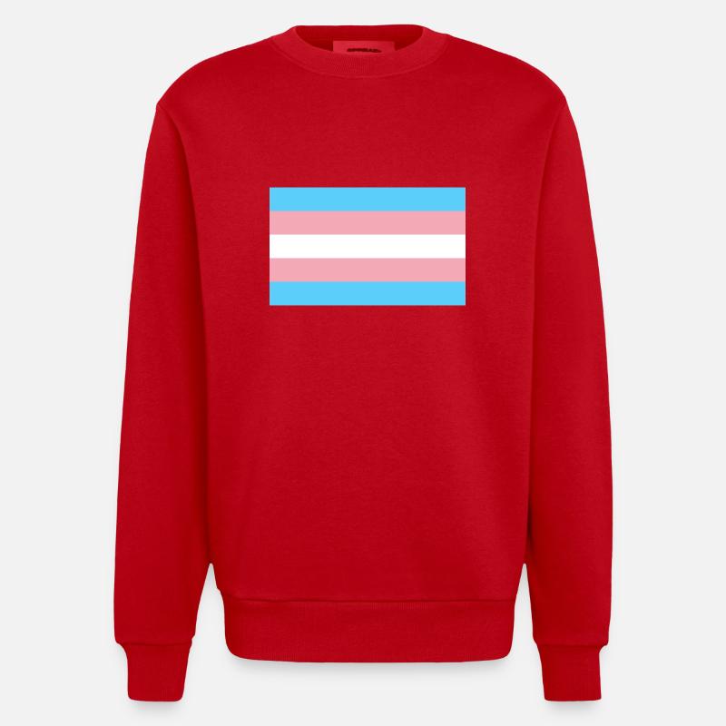 Trans-Flagge - Heavyweight Oversized Organic Crew Neck Made in EU - Rot