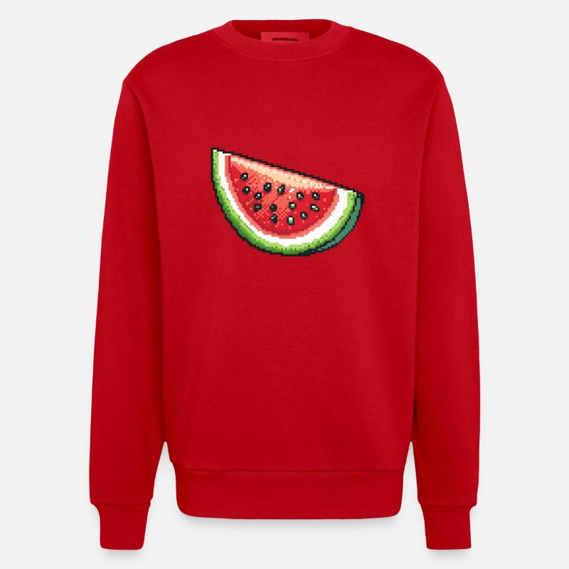 Icône pixel pastèque - Sweat bio épais oversize fabriqué en UE - rouge