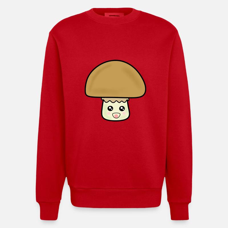Champignon champignon mignon avec visage - Sweat bio épais oversize fabriqué en UE - rouge