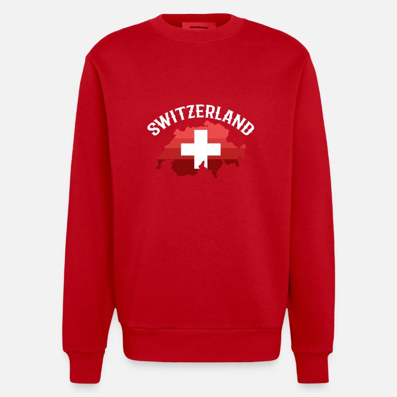 Schweiz Schweizer Schweizerdeutsch - Heavyweight Oversized Organic Crew Neck Made in EU - Rot