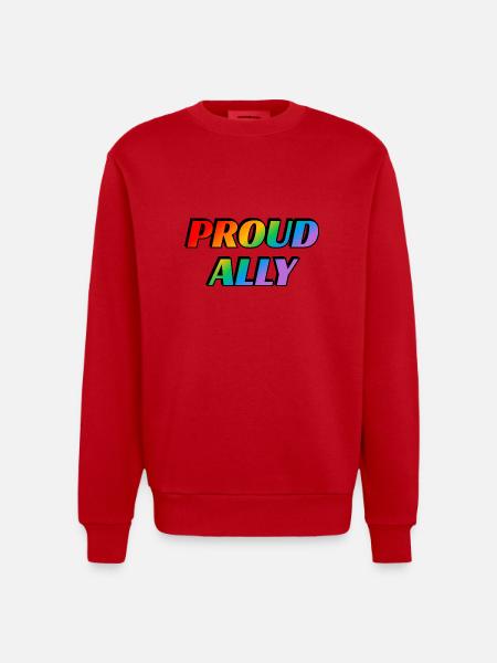 Proud ally - LGBT pride - Heavyweight Oversized Organic Crew Neck Made in EU - red