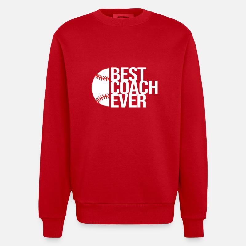 Baseball Coach - Heavyweight Oversized Organic Crew Neck Made in EU - red