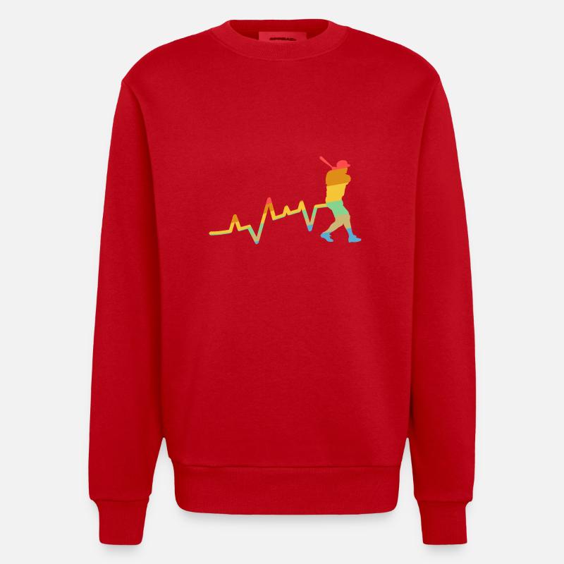 Baseball Player Evolution Baseball - Heavyweight Oversized Organic Crew Neck Made in EU - red