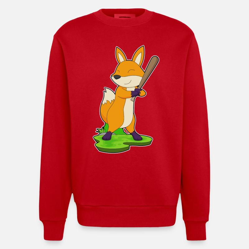 Batte de baseball Fox - Sweat bio épais oversize fabriqué en UE - rouge