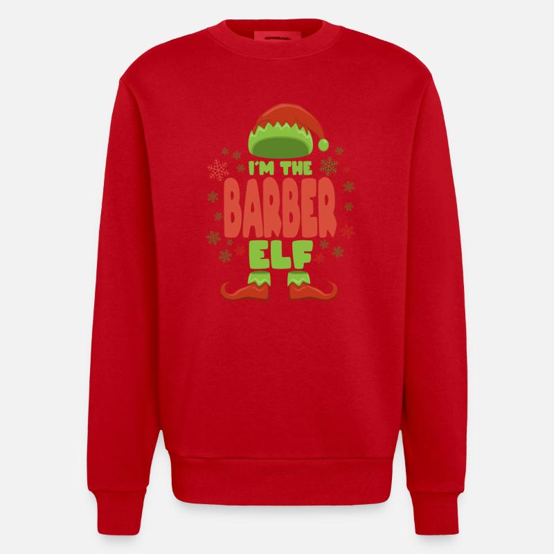Coiffeur Noël Elfe - Sweat bio épais oversize fabriqué en UE - rouge