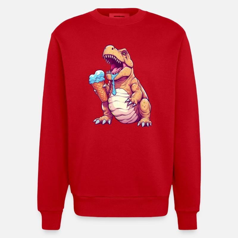 Crème glacée Dino - Sweat bio épais oversize fabriqué en UE - rouge