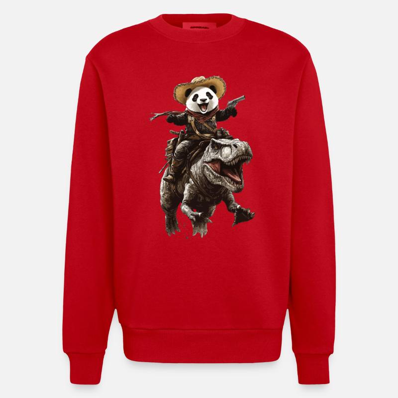 Panda - Heavyweight Oversized Organic Crew Neck Made in EU - Rot