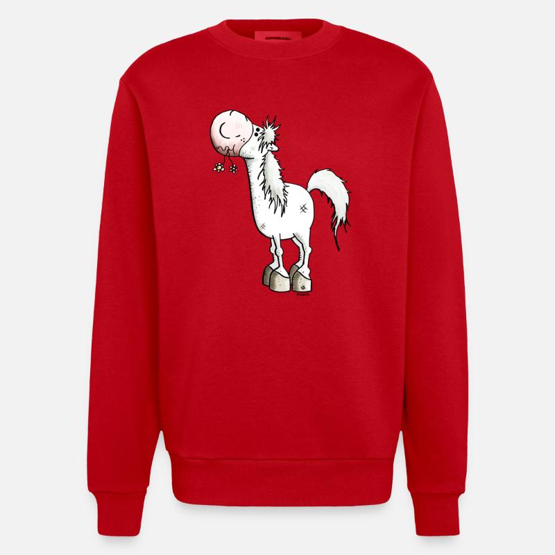 Verträumtes Pferd - Pferde - Heavyweight Oversized Organic Crew Neck Made in EU - Rot