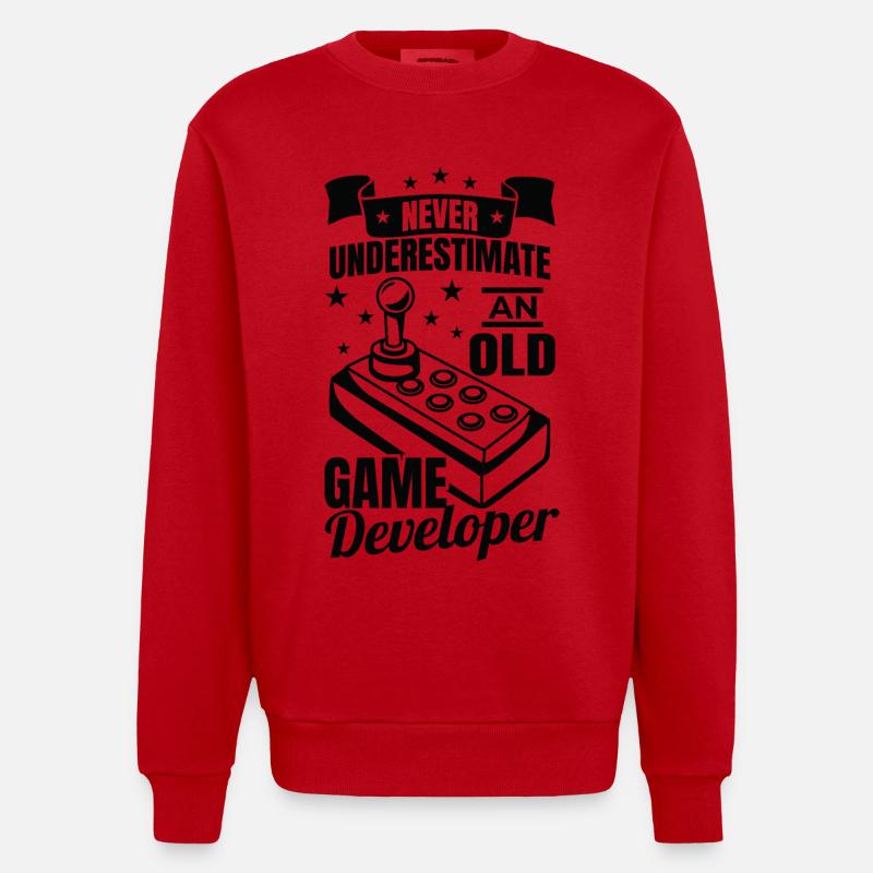 Never underestimate old game developers - Heavyweight Oversized Organic Crew Neck Made in EU - red