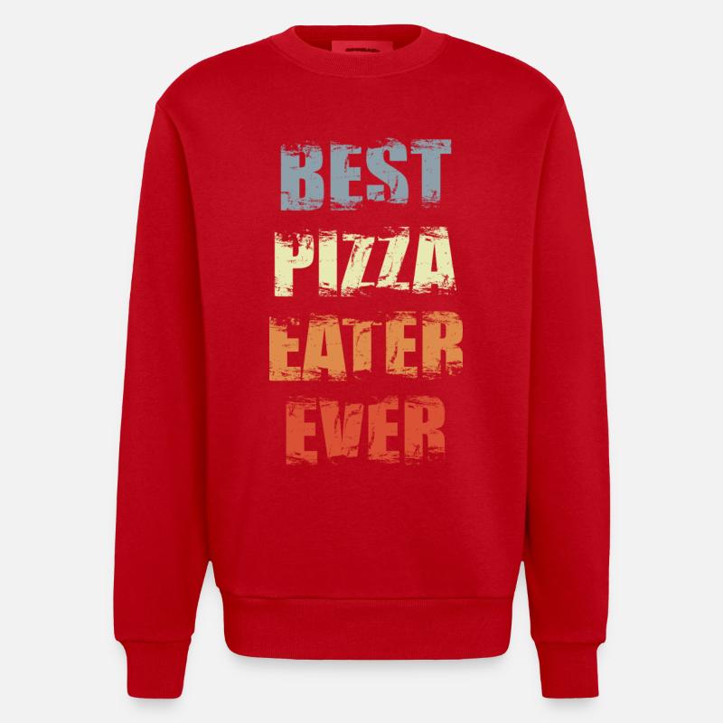 Drôle de mangeur de pizza - Sweat bio épais oversize fabriqué en UE - rouge