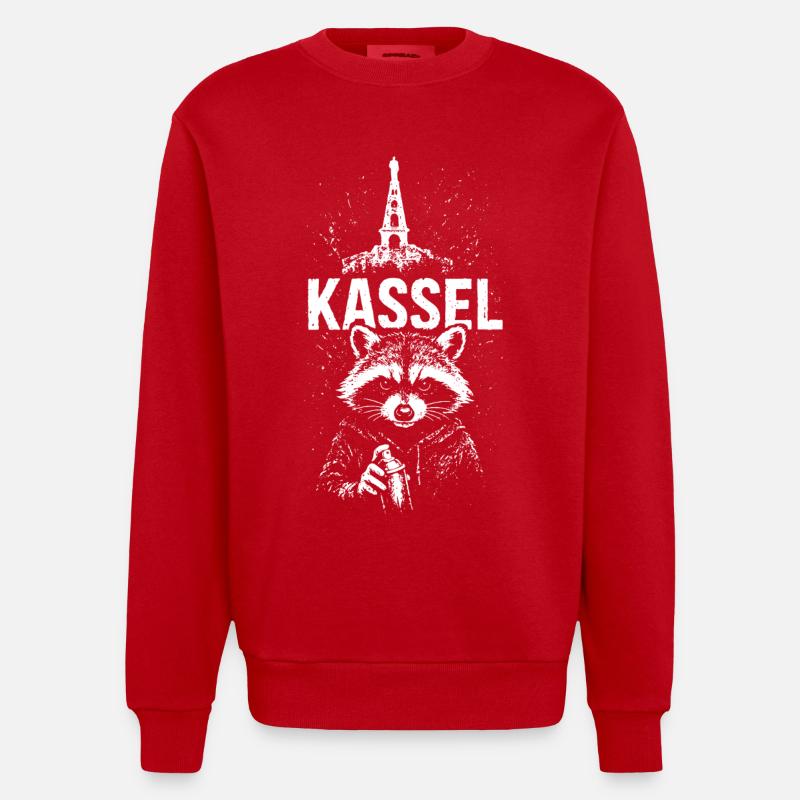Kassel Hercules Raton laveur Kassel - Sweat bio épais oversize fabriqué en UE - rouge