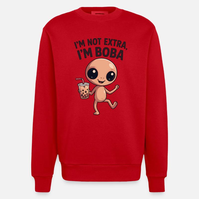Charme Boba : Pas Extra, juste Sourire - Sweat bio épais oversize fabriqué en UE - rouge