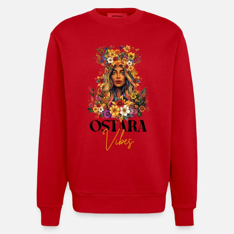 Ostara Vibes Joyeux Pas Déesse Ostara - Sweat bio épais oversize fabriqué en UE - rouge