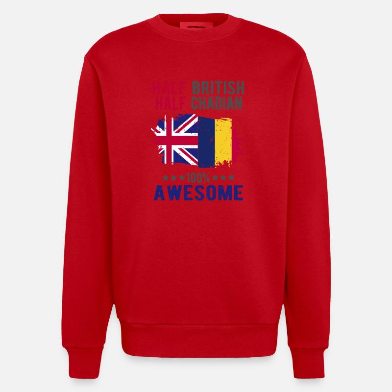 Halb Brite Halb Tschader - Heavyweight Oversized Organic Crew Neck Made in EU - Rot