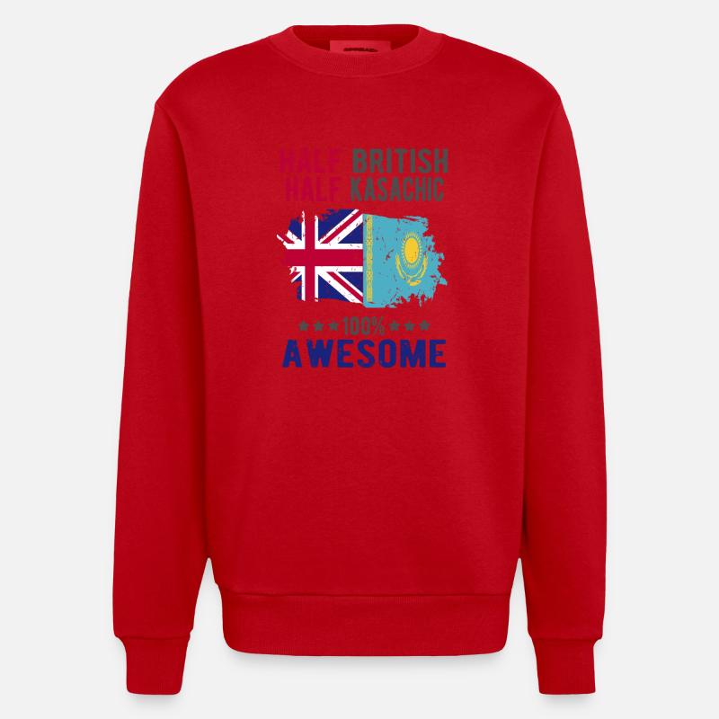 Halb Brite Halb Kasache - Heavyweight Oversized Organic Crew Neck Made in EU - Rot