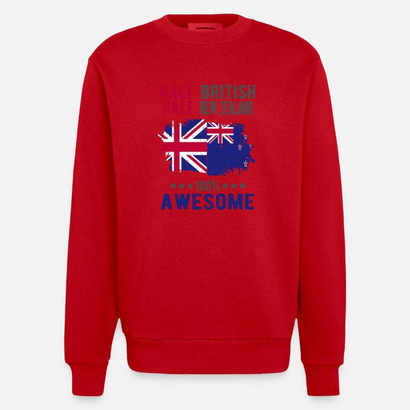 Moitié britannique moitié néo-zélandais - Sweat bio épais oversize fabriqué en UE - rouge