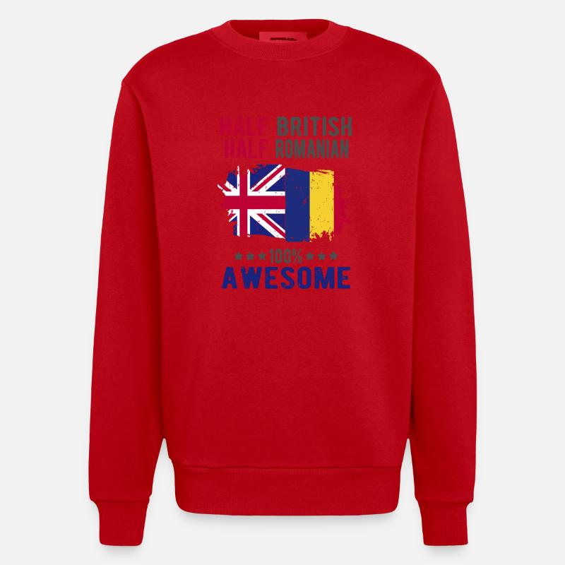 Halb Brite Halb Rumäne - Heavyweight Oversized Organic Crew Neck Made in EU - Rot