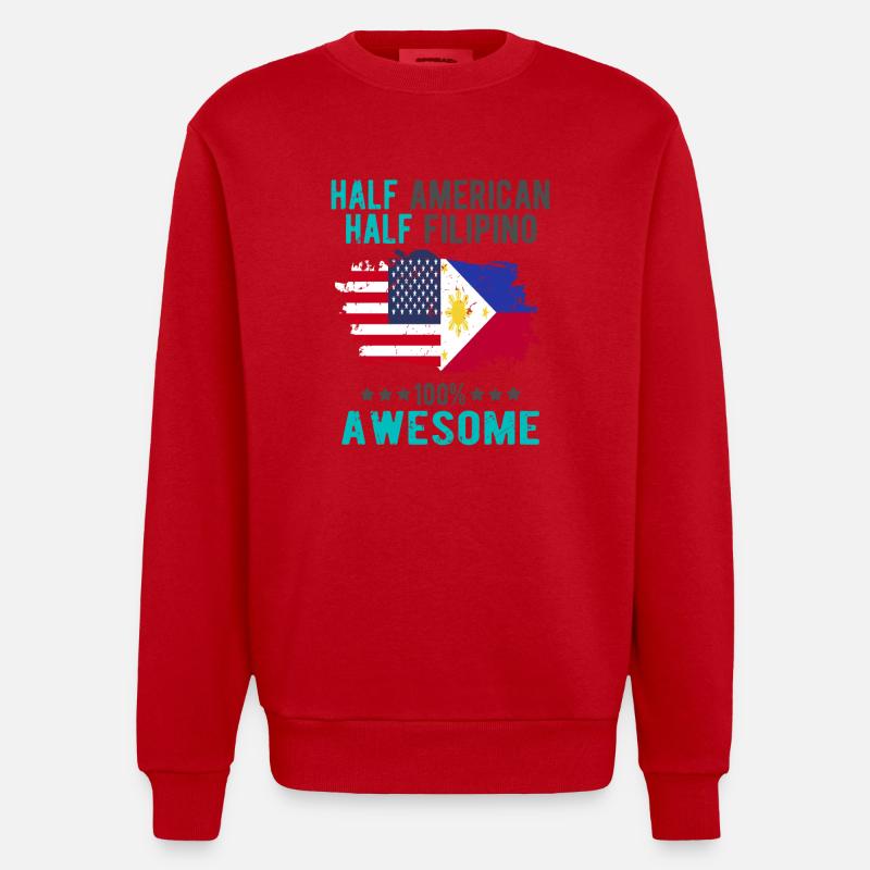 Moitié américain moitié philippin - Sweat bio épais oversize fabriqué en UE - rouge