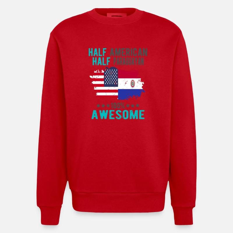 Moitié américain moitié paraguayen - Sweat bio épais oversize fabriqué en UE - rouge