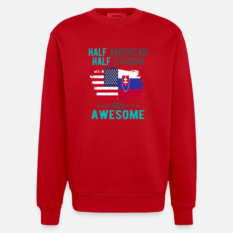 Moitié américain moitié slovaque - Sweat bio épais oversize fabriqué en UE - rouge