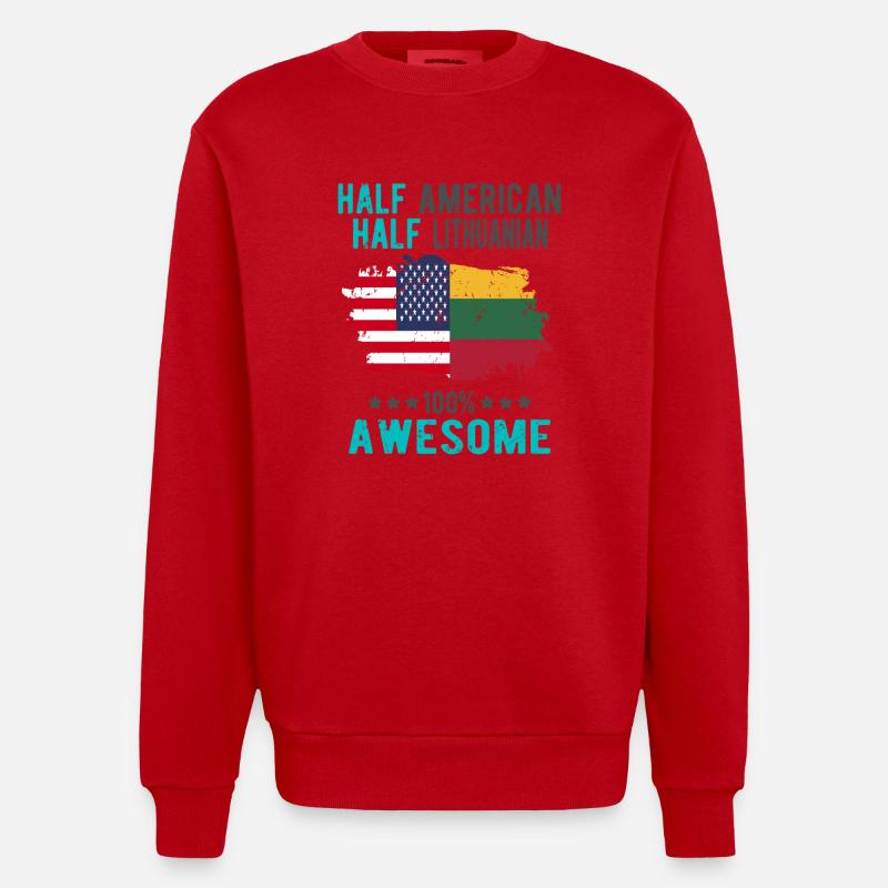 Halb Amerikaner Halb Litauer - Heavyweight Oversized Organic Crew Neck Made in EU - Rot
