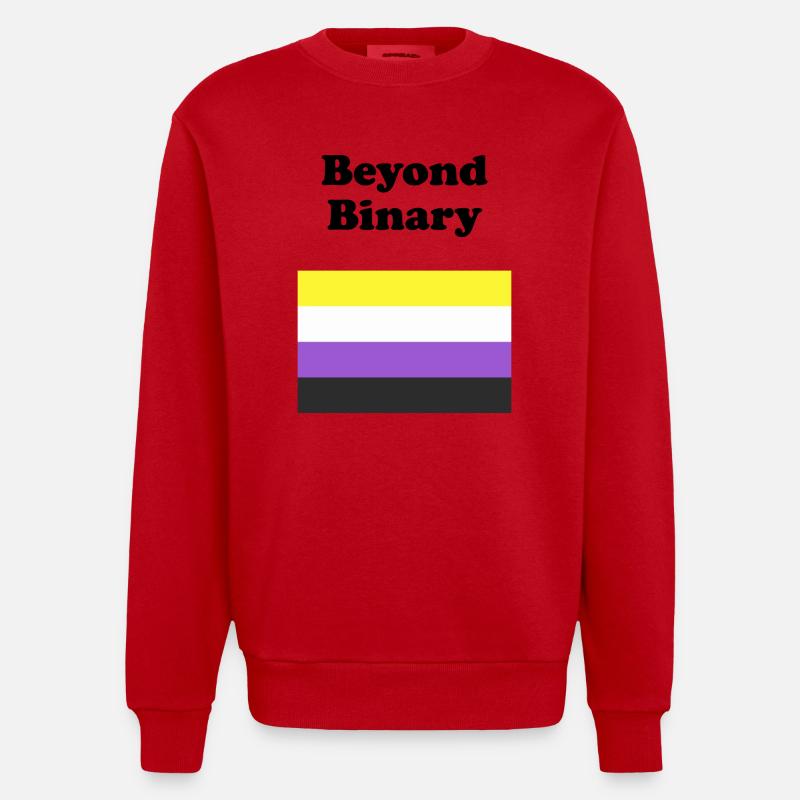 Non Binary Flag Beyond Binary - Heavyweight Oversized Organic Crew Neck Made in EU - red