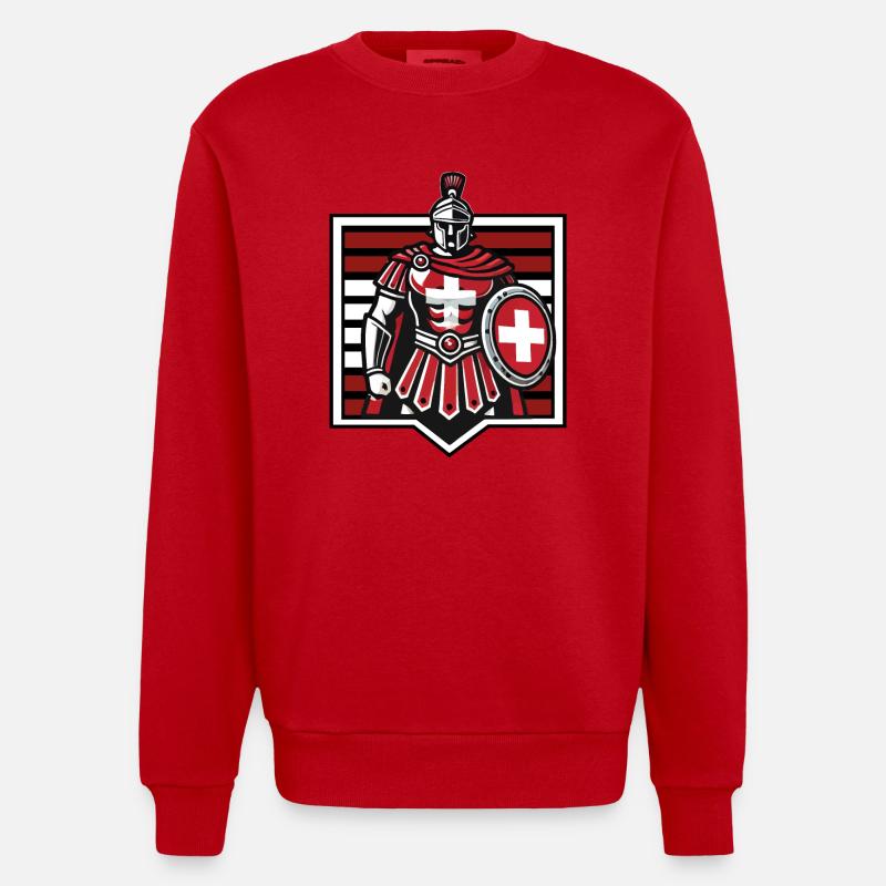 Gladiator Schweiz #2 - Heavyweight Oversized Organic Crew Neck Made in EU - Rot