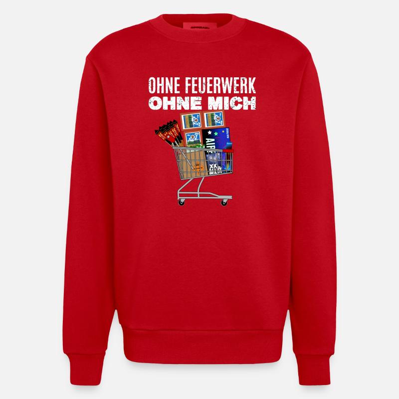 Sans feu d’artifice, sans moi - Sweat bio épais oversize fabriqué en UE - rouge