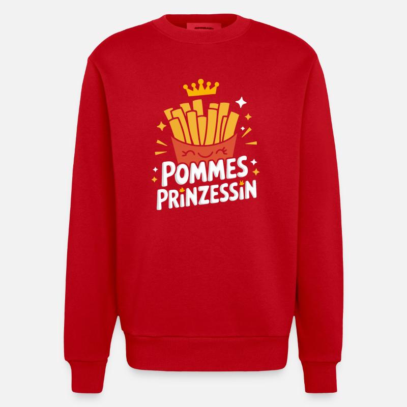 Frites, frites, restauration rapide - Sweat bio épais oversize fabriqué en UE - rouge