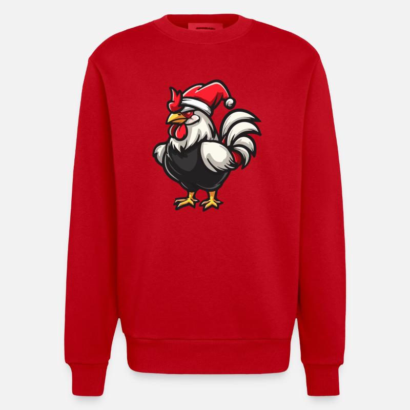 Coq Noël - Sweat bio épais oversize fabriqué en UE - rouge