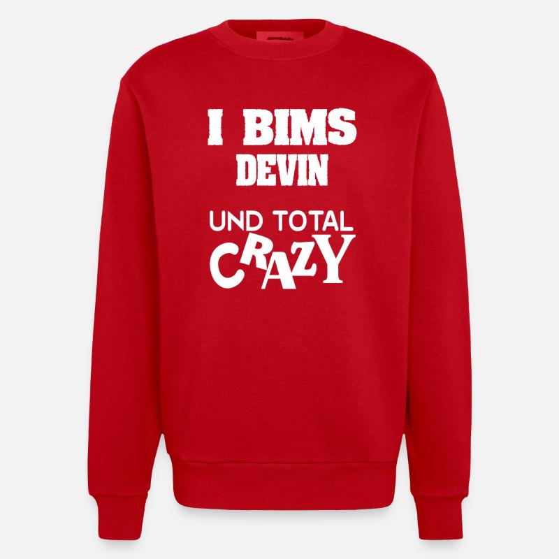 Devin comme prénom - Sweat bio épais oversize fabriqué en UE - rouge