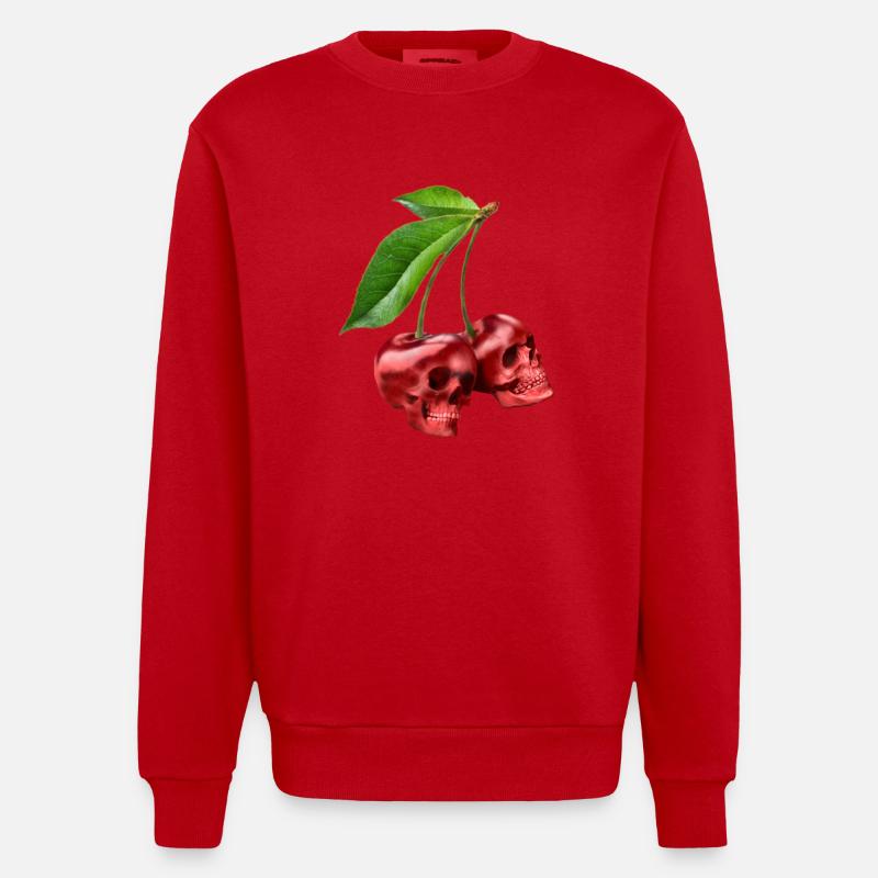 Cerises Crânes Cerisier Crâne - Sweat bio épais oversize fabriqué en UE - rouge