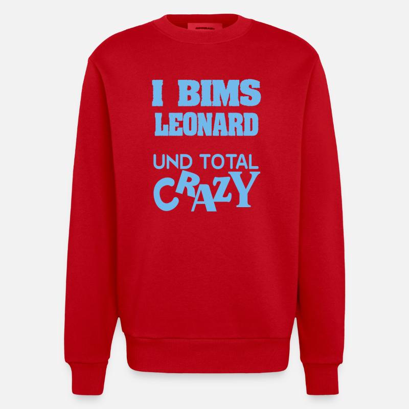 Spruch Leonard - Heavyweight Oversized Organic Crew Neck Made in EU - Rot