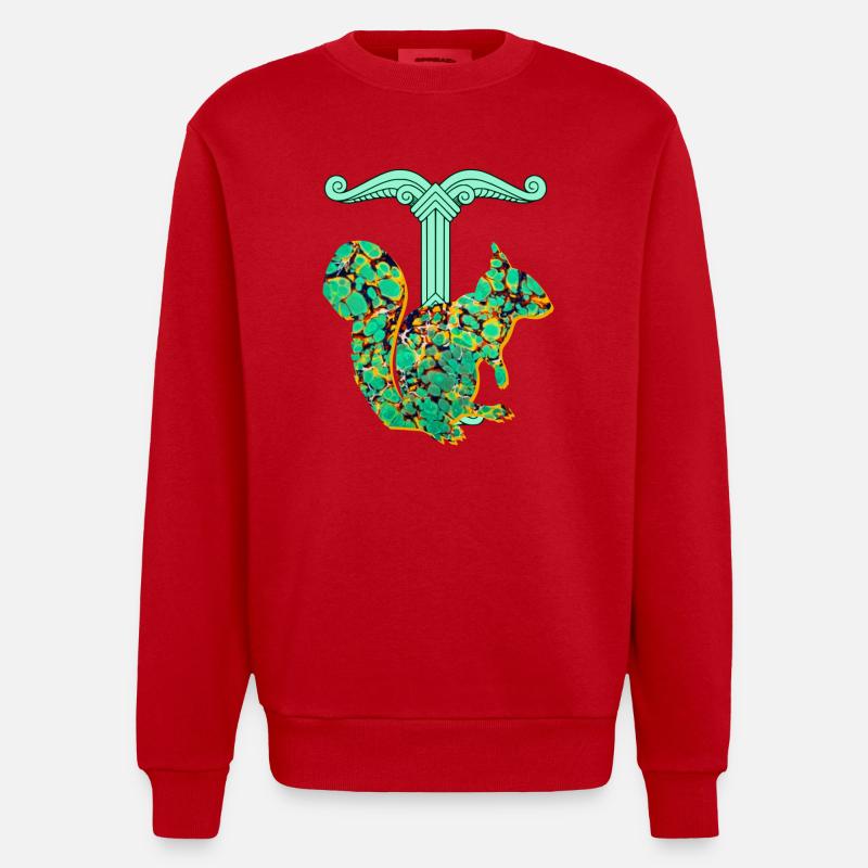 eichhörnchen ratatösk e 269 - Heavyweight Oversized Organic Crew Neck Made in EU - Rot