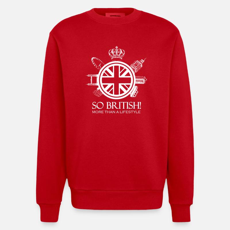 SO BRITISH Weiße Version - Heavyweight Oversized Organic Crew Neck Made in EU - Rot