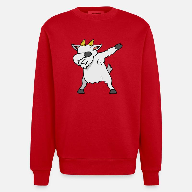 Dabbing Dab Ziege Ziegenbock - Heavyweight Oversized Organic Crew Neck Made in EU - Rot