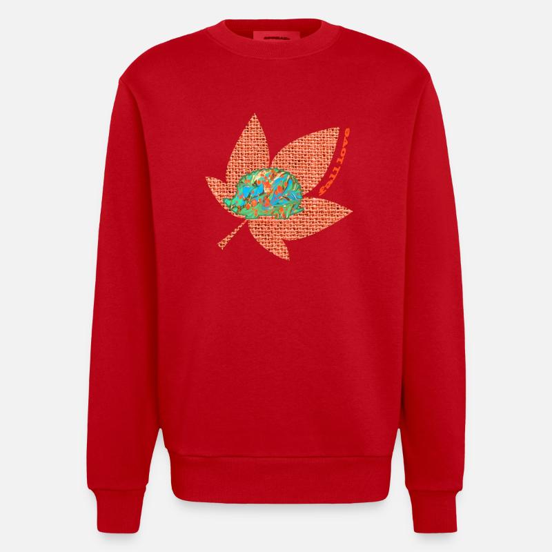herbst 60 igel e 4 - Heavyweight Oversized Organic Crew Neck Made in EU - Rot