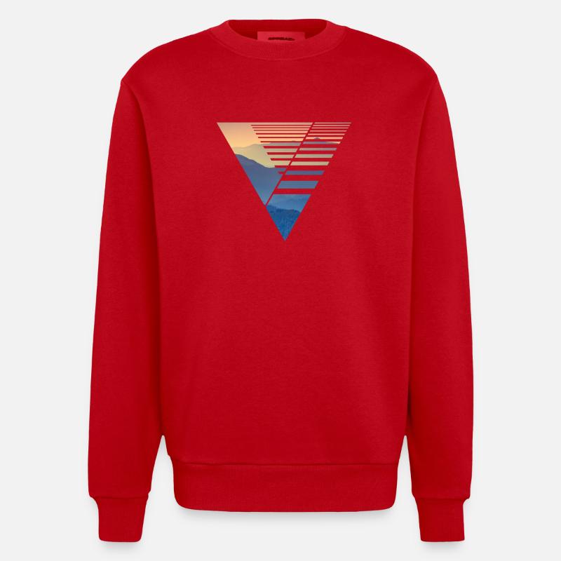Vector Design Triangle - Heavyweight Oversized Organic Crew Neck Made in EU - red