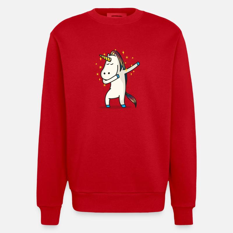 Einhorn Dab - Heavyweight Oversized Organic Crew Neck Made in EU - Rot