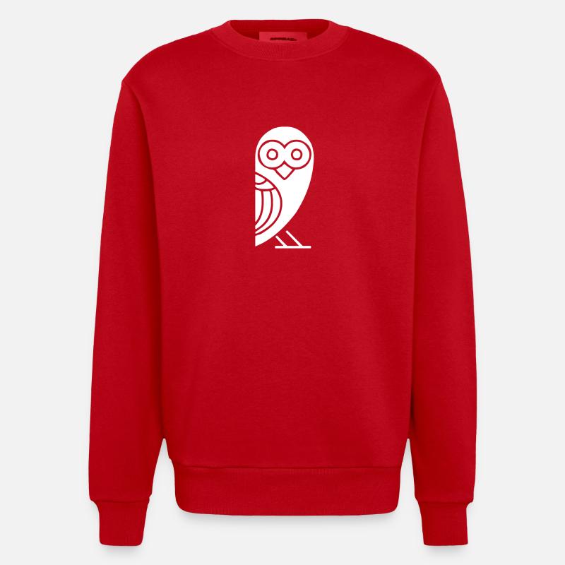 Eule big eyes - Heavyweight Oversized Organic Crew Neck Made in EU - Rot