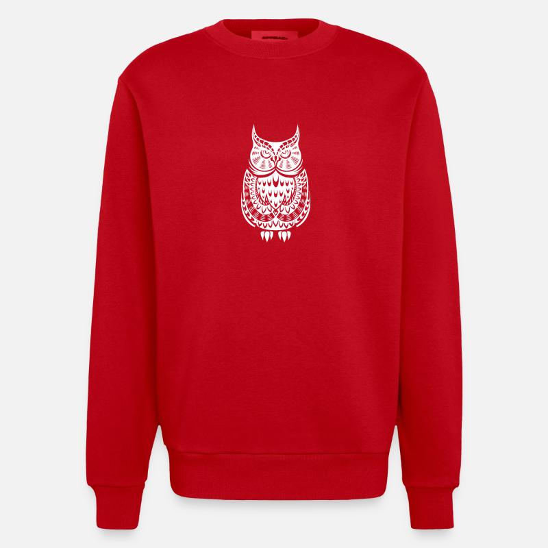 Owl Pattern - Sweat bio épais oversize fabriqué en UE - rouge