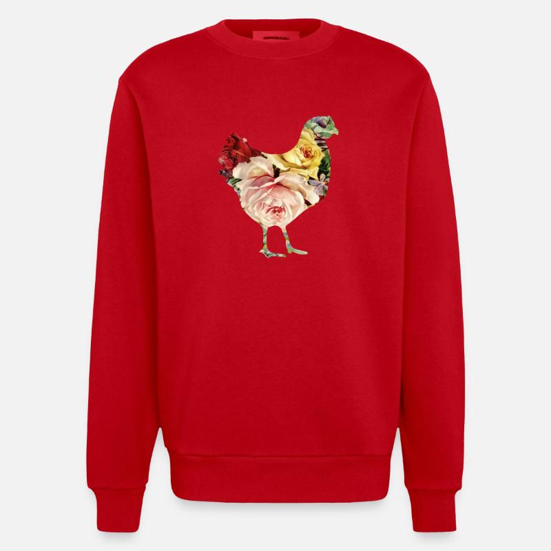 poulet fleur - Sweat bio épais oversize fabriqué en UE - rouge