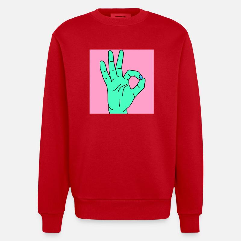 ok rose - Sweat bio épais oversize fabriqué en UE - rouge