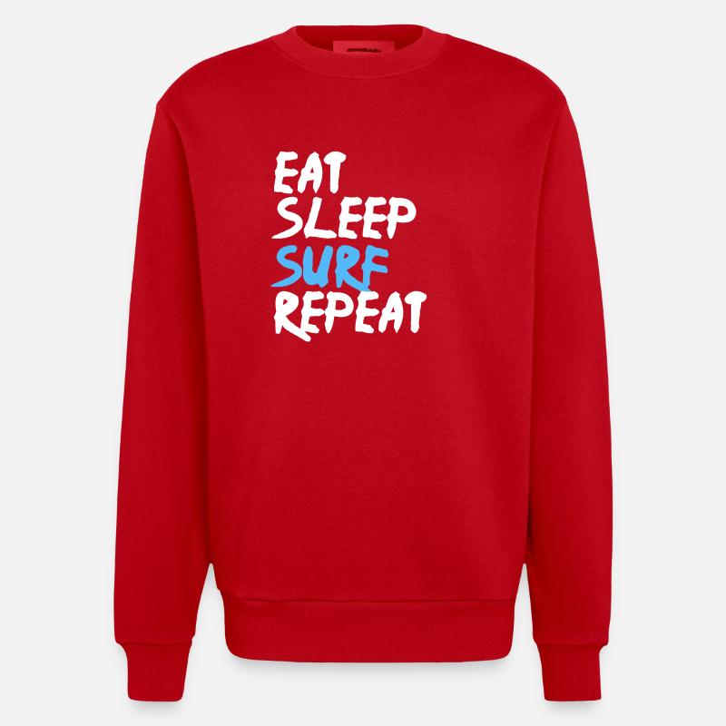 Eat Sleep Surf Repeat - Sweat bio épais oversize fabriqué en UE - rouge