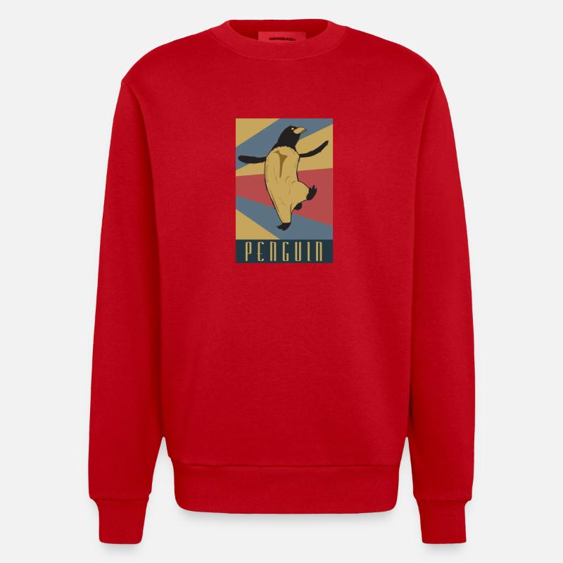 Pinguin Retro Geschenk Idee - Heavyweight Oversized Organic Crew Neck Made in EU - Rot