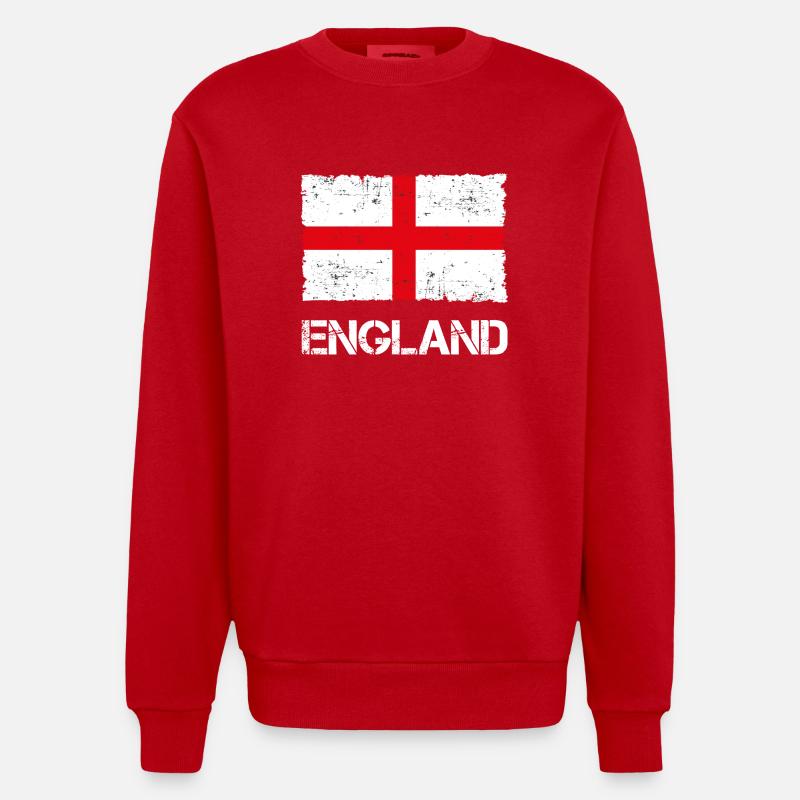 England - Heavyweight Oversized Organic Crew Neck Made in EU - red